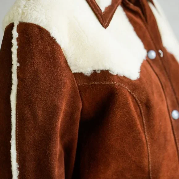 Vintage 70s Joo Kay Brown Suede and Sheepskin Coat - Picture 10 of 14